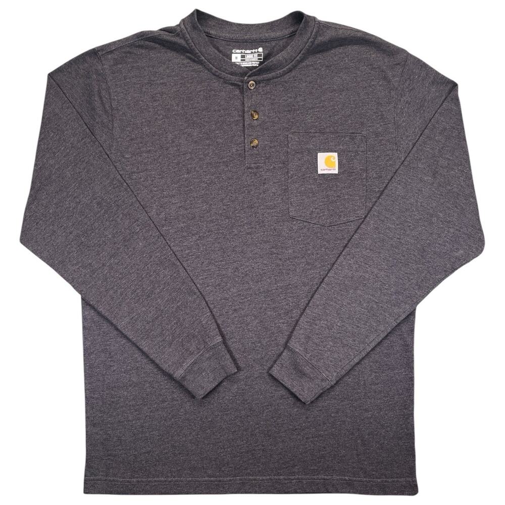 Carhartt Loose Fit Henley Pocket Shirt Men’s M Dark Gray Workwear